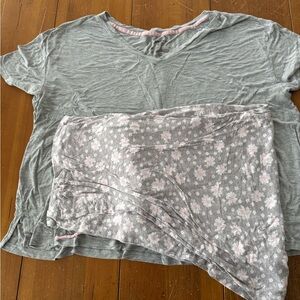Gray and Pink Floral Women's Pajama Set